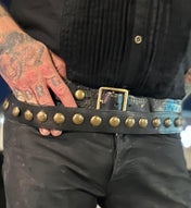 Double Slung Large Stud Leather Belt