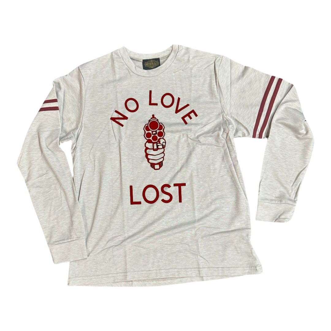 No Love Lost Statement on Long Sleeve Stapped Arm Sweatshirt by Sheehan&co - Sheehan and Co.