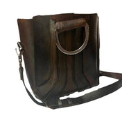 Leather Tote Bag with Broken Strip Graphic - Sheehan and Co.